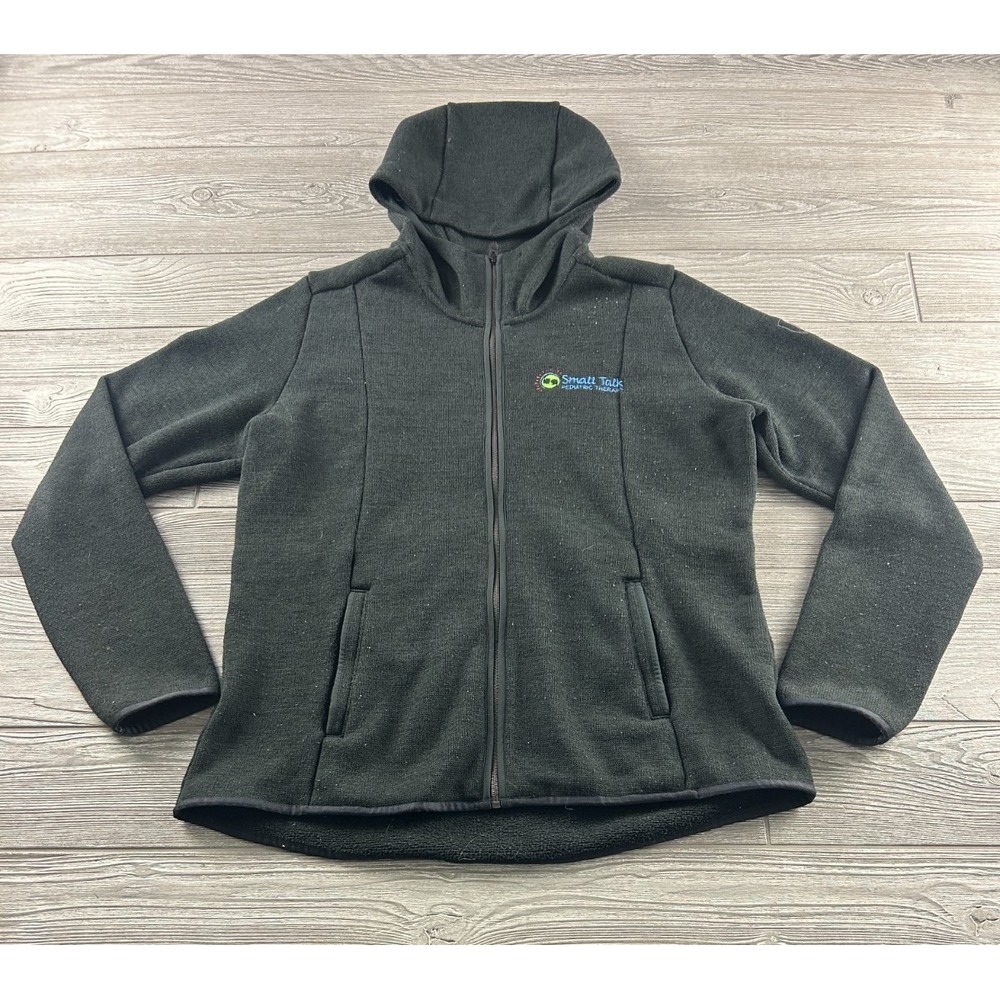 Kuhl Ascendyr Fleece Jacket Womens Large Black Full Zip Hooded Soft Touch L317